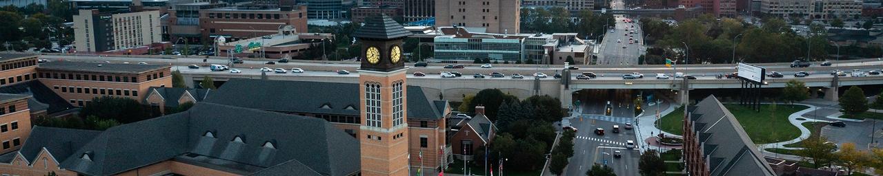 Grand Valley's Robert C. Pew Grand Rapids Campus Clocktower